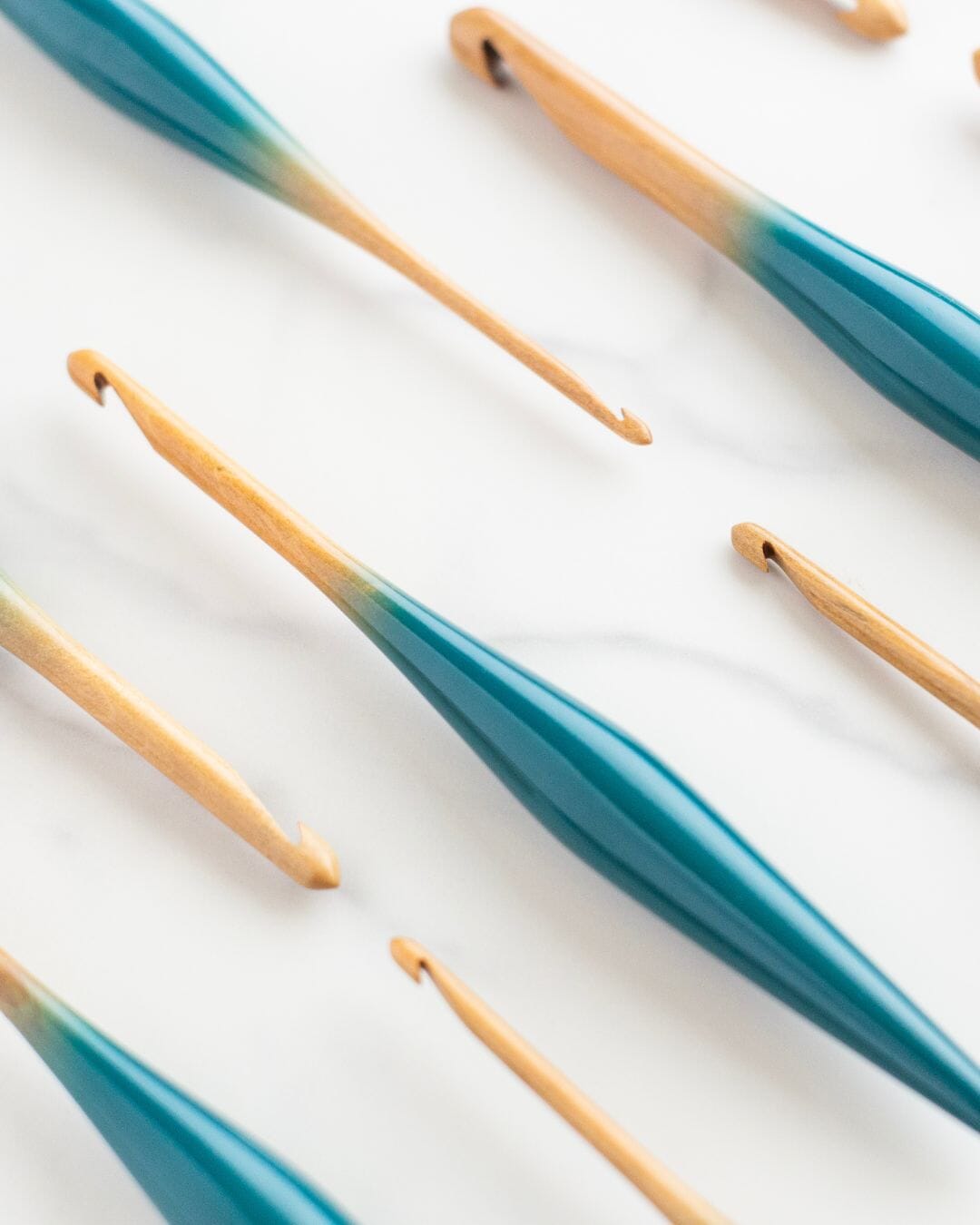 Limited Edition Teal Streamline Wood Ombre Crochet Hooks FurlsCrochet