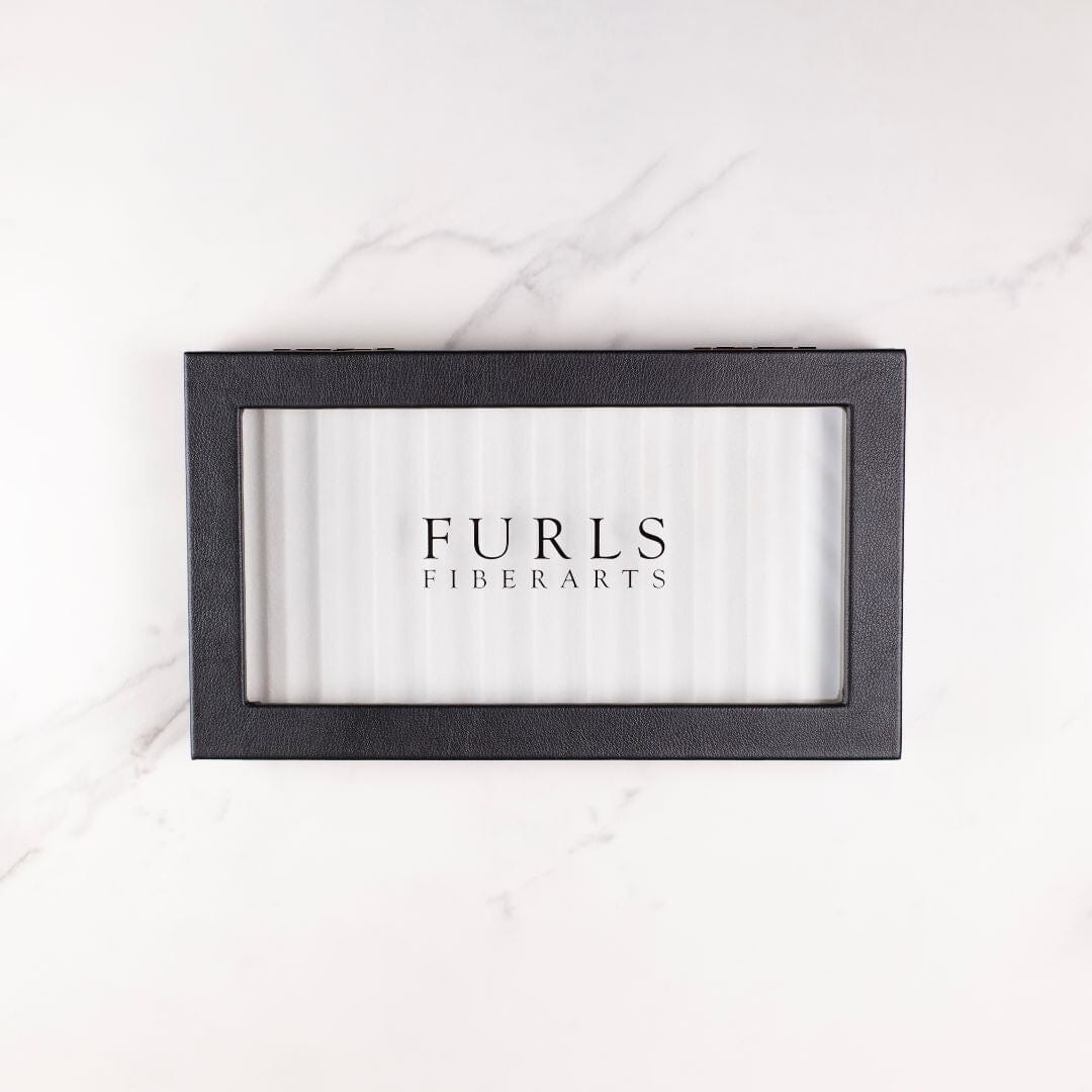 12 Hook Collector Display Case in Black Leather Storage and Display FurlsCrochet 