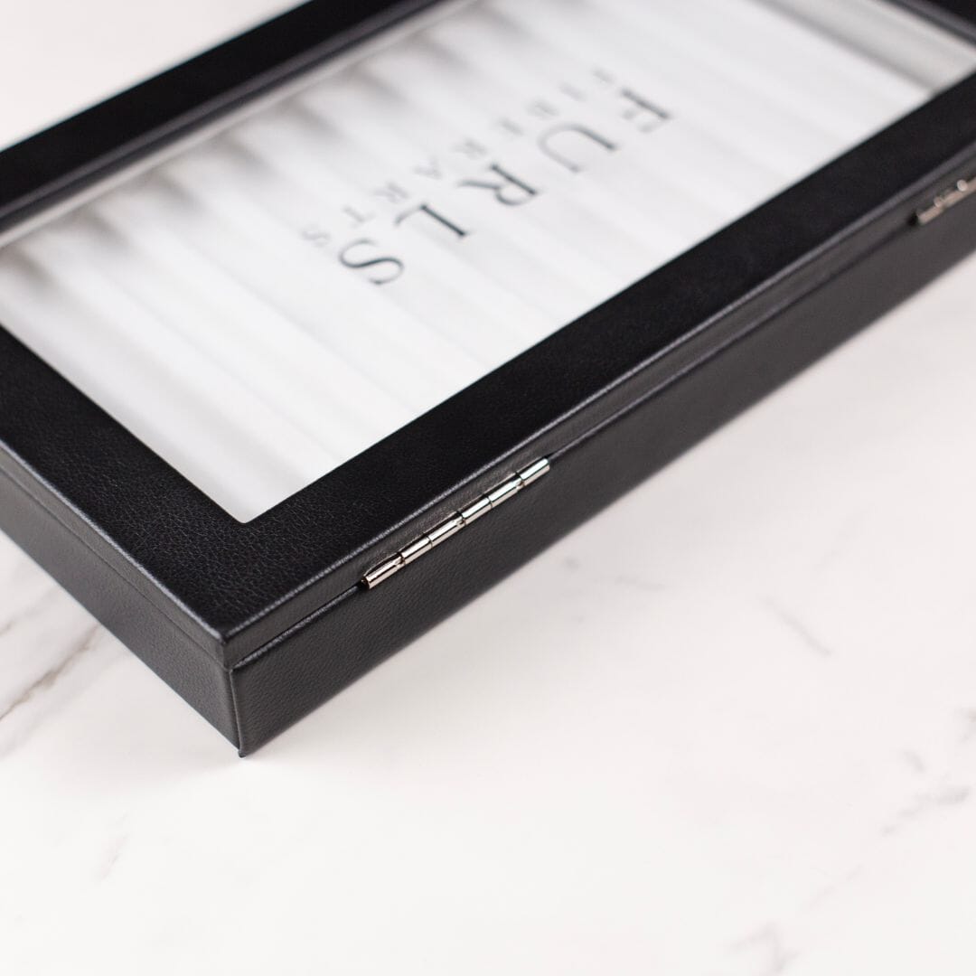 12 Hook Collector Display Case in Black Leather Storage and Display FurlsCrochet 